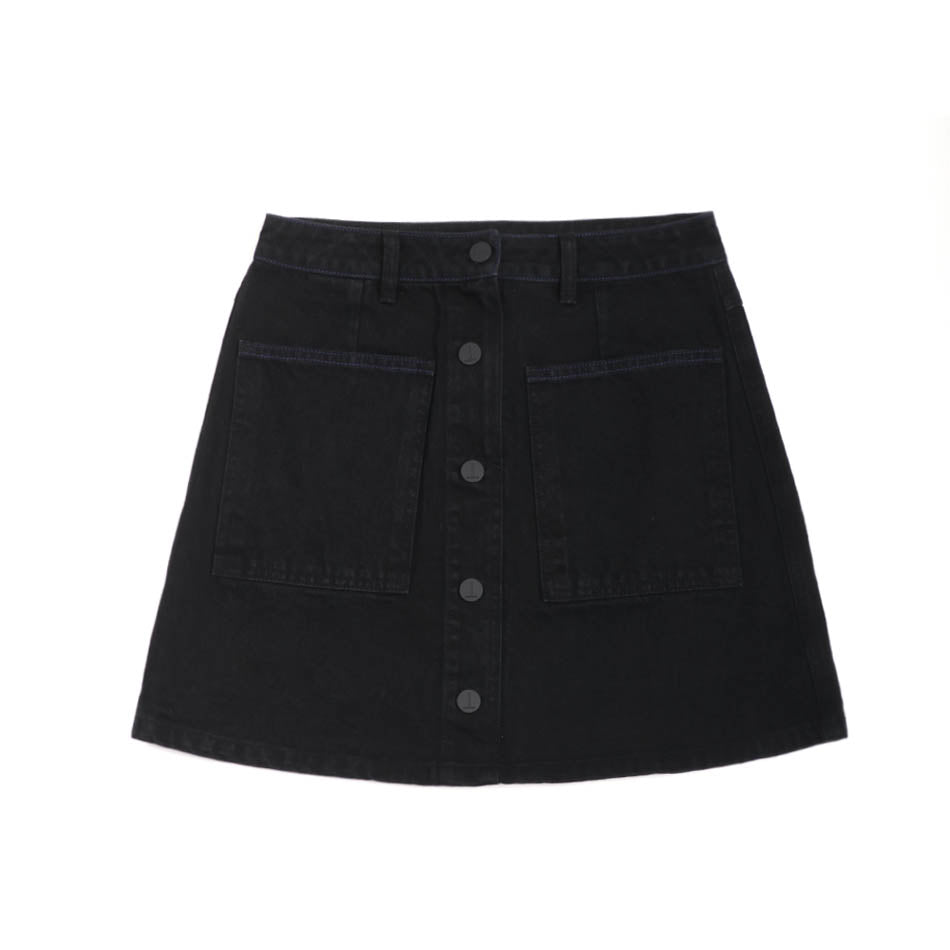 RETRO SNAP A LINE MINI SKIRT _ BLACK