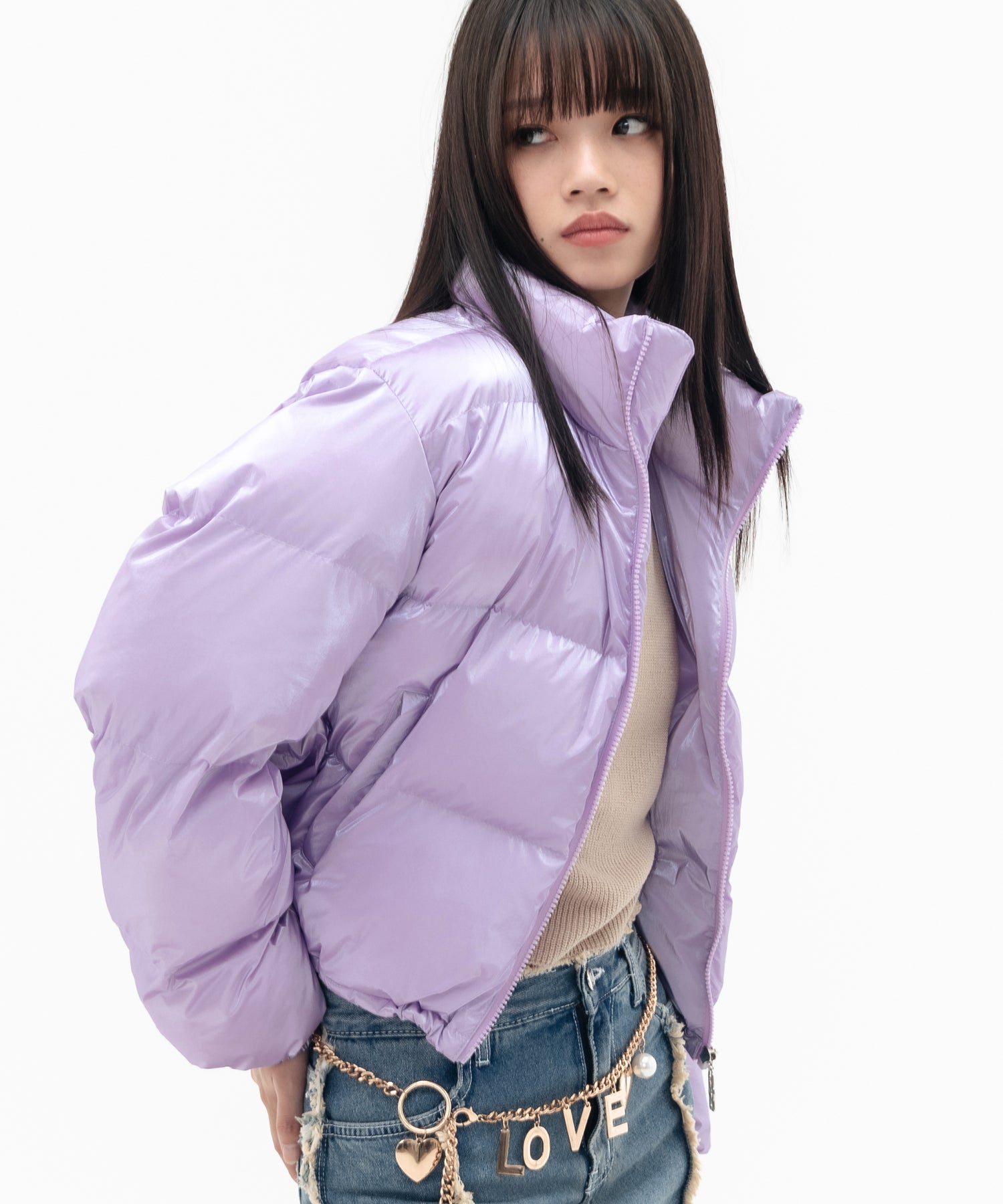 Glitter Crop Padding_Light Purple