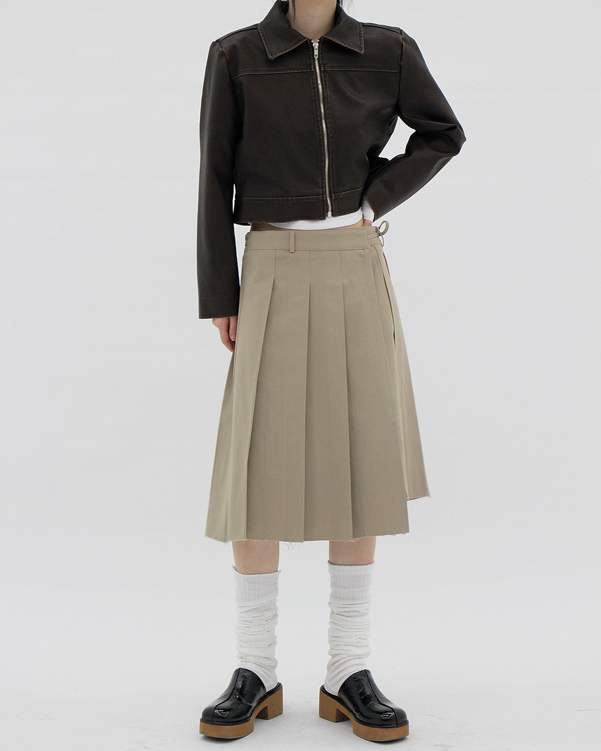 Pleated string wrap skirt (2color)
