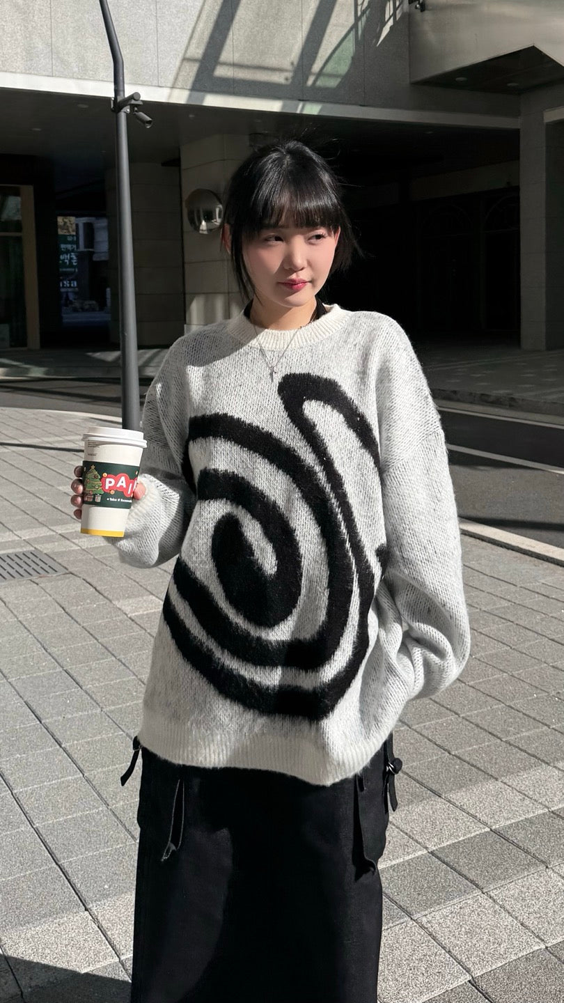 Curly graphic mohair knitwear