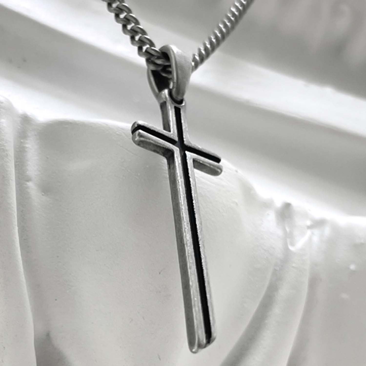 [BLESSEDBULLET]classic chain cross necklace_vintage silver