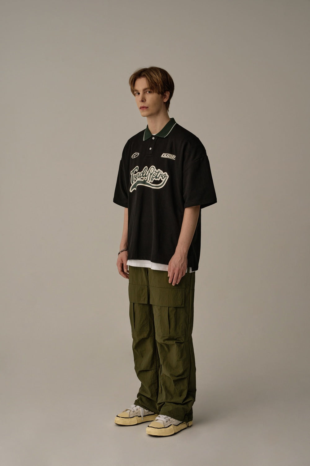 FRONT POCKET NYLON CARGO PANTS(KHAKI)