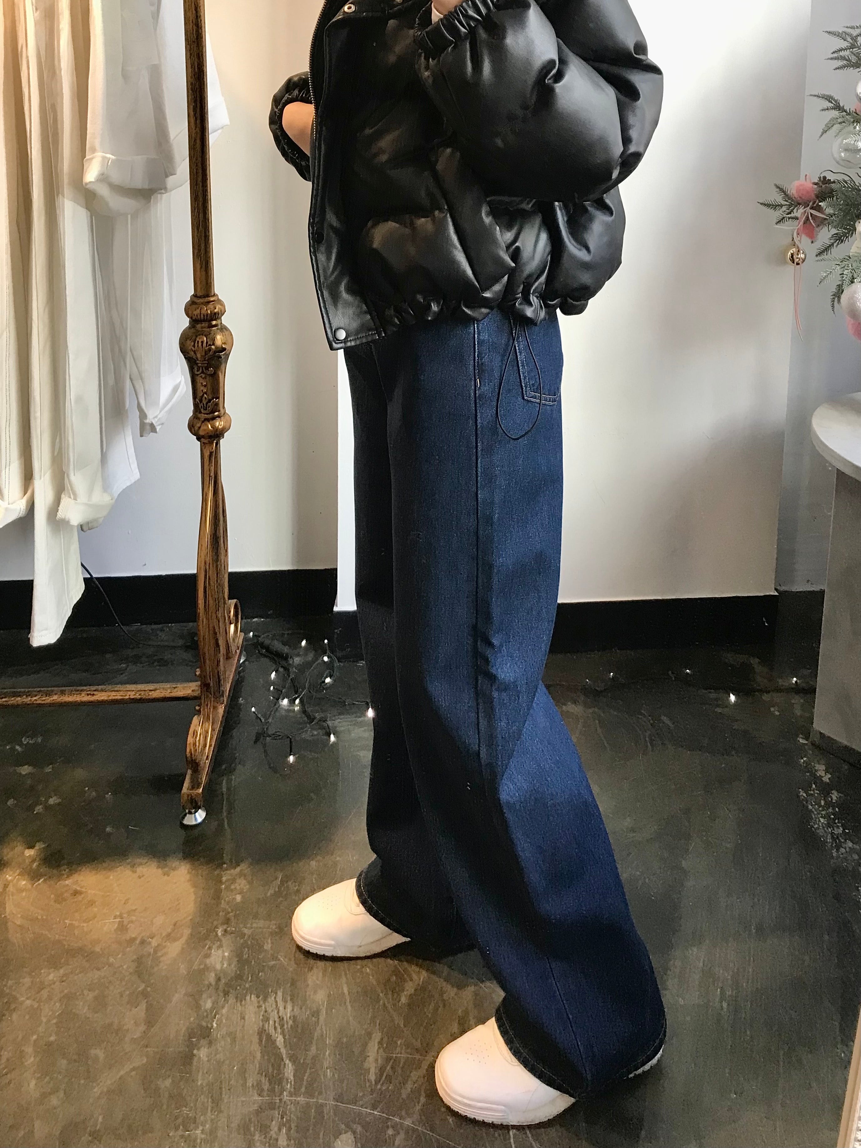 WIDE FIT DARK BLUE DENIM PANTS [17789]