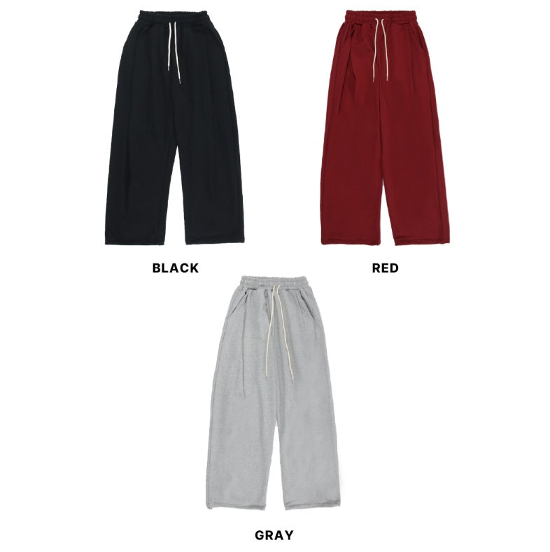 Wide fit bendable side two-tuck pants_3color