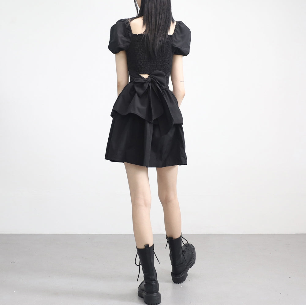 Webit Shirring Puff Dress