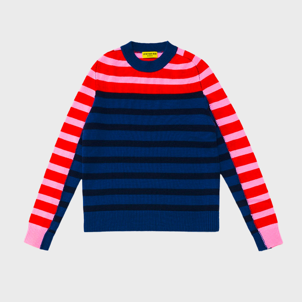 HAND STITCHED STRIPE PULLOVER_NAVY