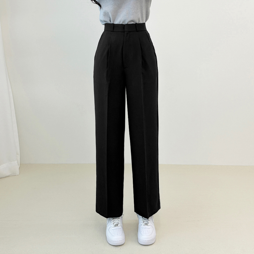 High waist tuck wide slacks