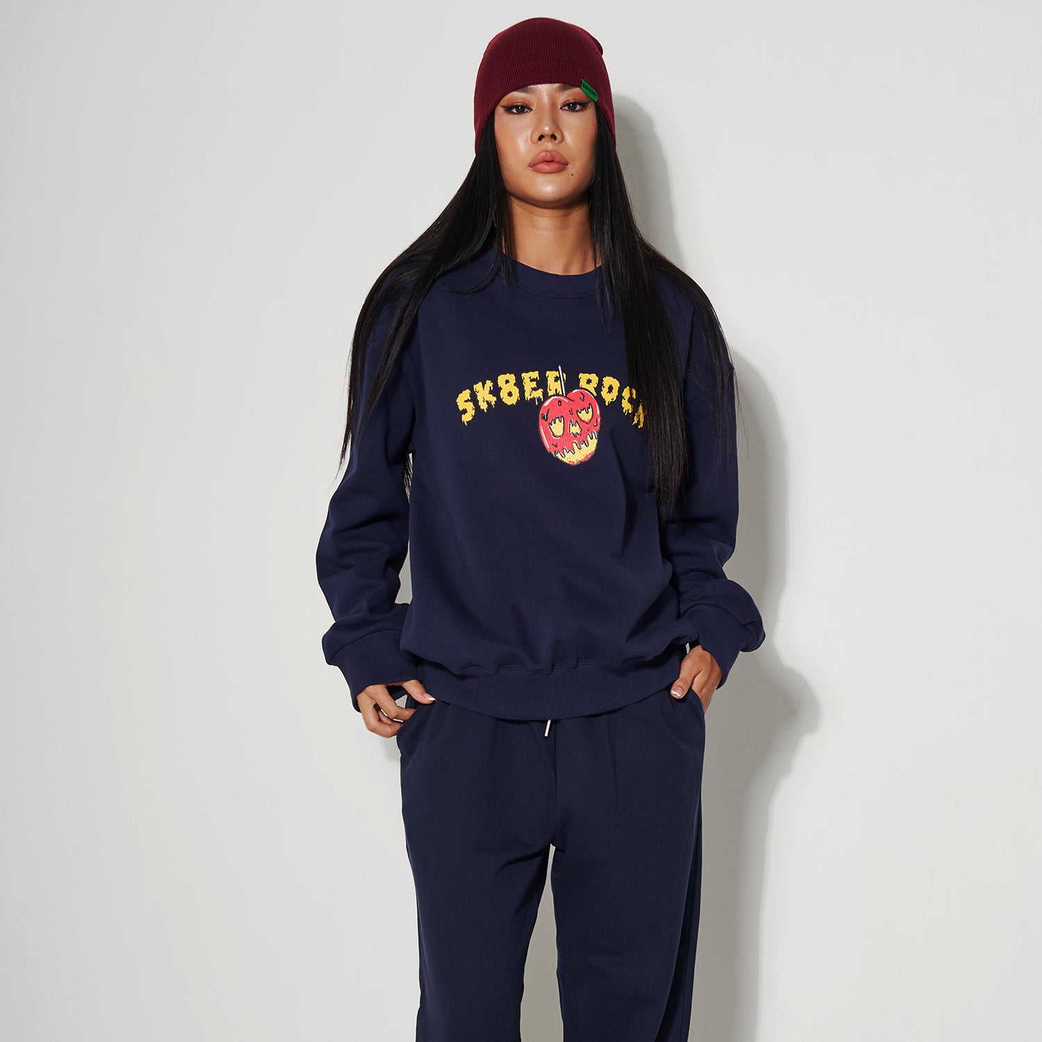 SKULL CHERRY SWEAT SHIRT NAVY