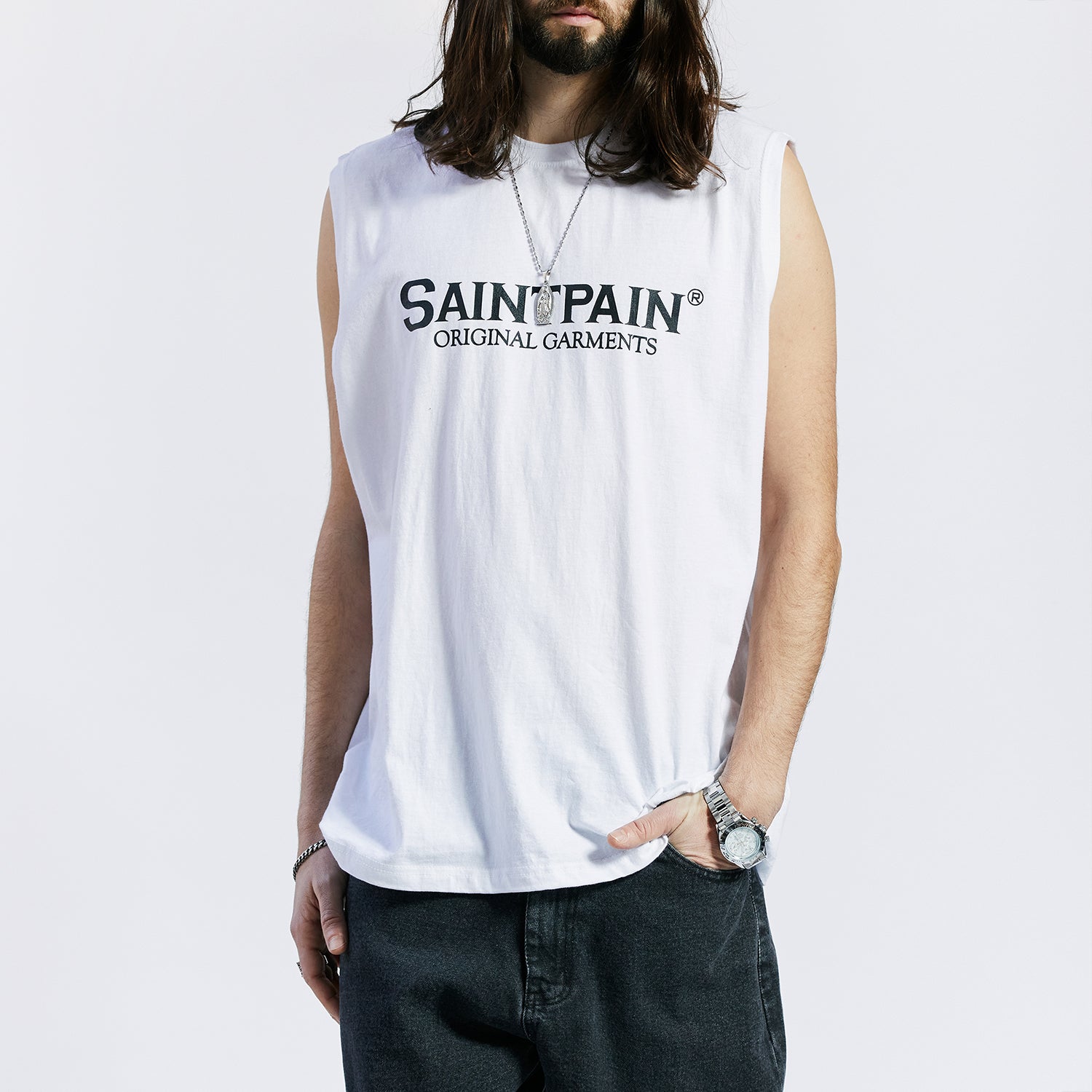 SP ORIGINAL LOGO SLEEVELESS-WHITE