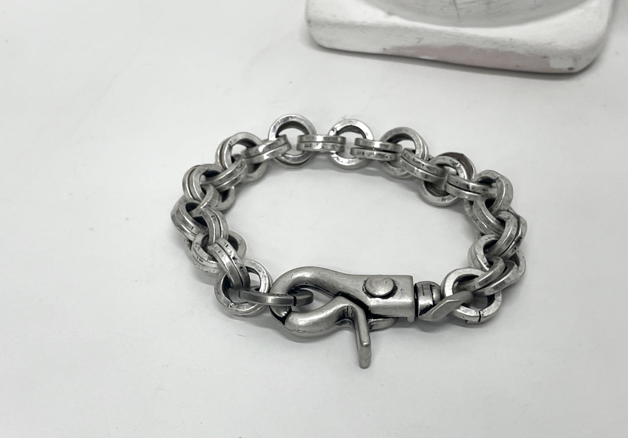 [BLESSEDBULLET]12mm double O chain link bracelet_vintage silver