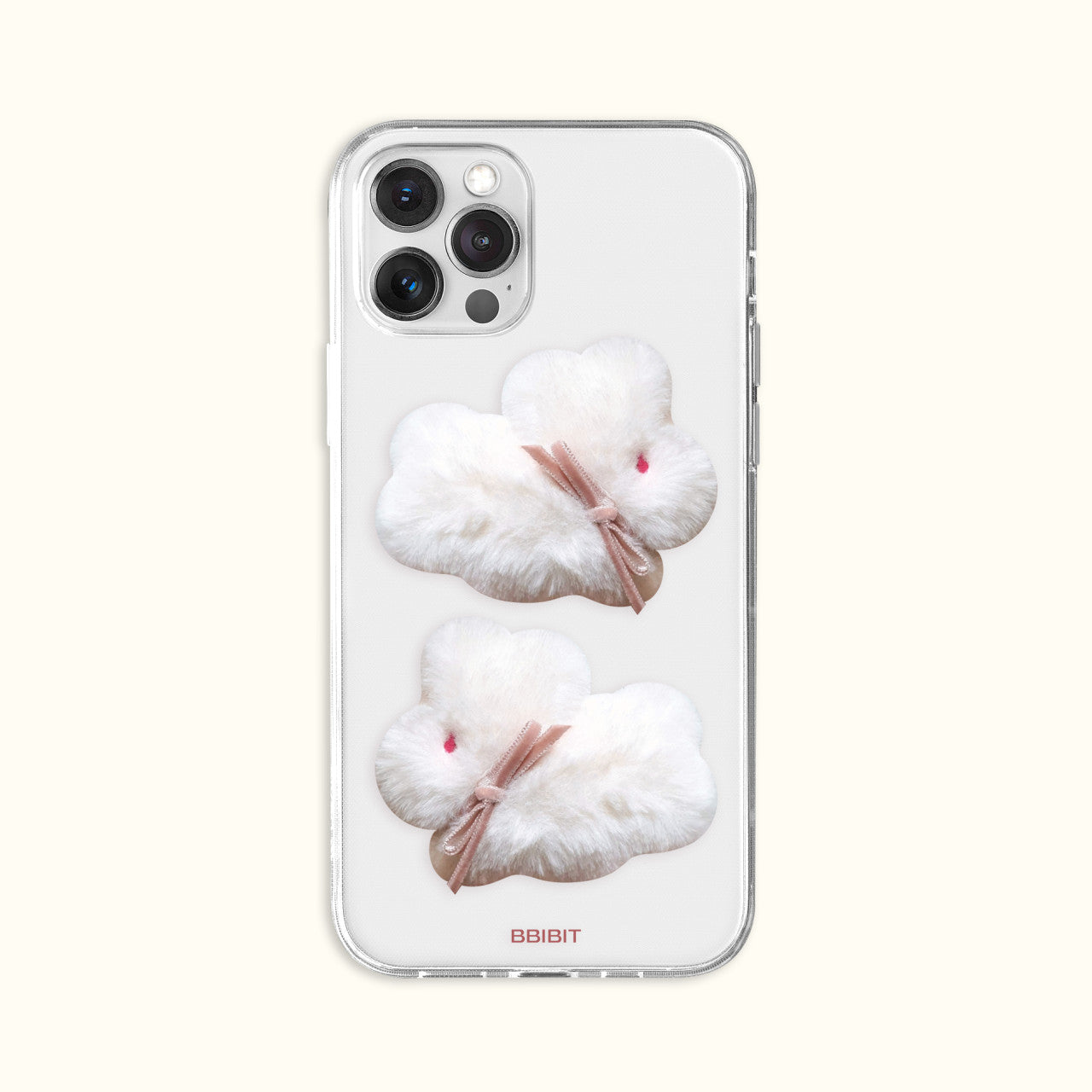 Cotton bunny popo Jelly Hard phone case ivory