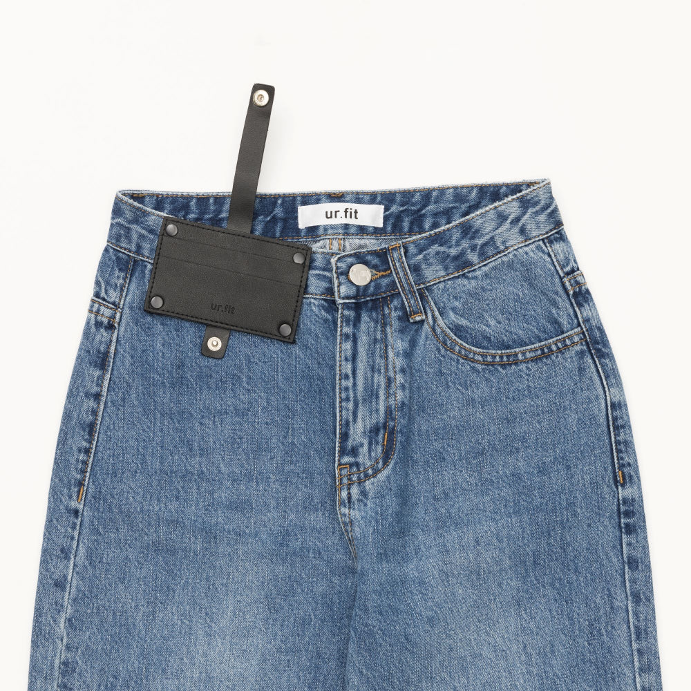 CARD POCKET MEDIUM BLUE STRAIGHT DENIM PANTS [16626]