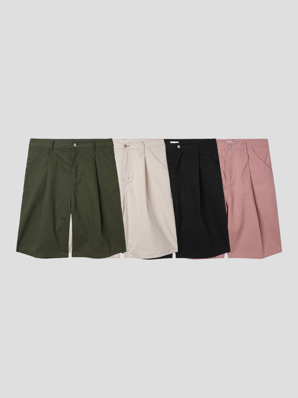 Twill One-tuck burmuda pants 4color