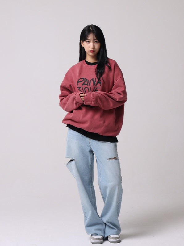 Heart Pigment Oversized Fit Sweatshirt_3color