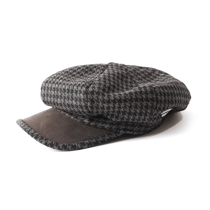 HOUNDSTOOTH NEWBOY CAP (DARK GRAY)