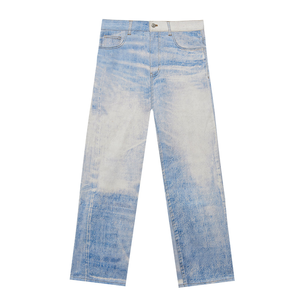 Digital printing straight-leg jeans