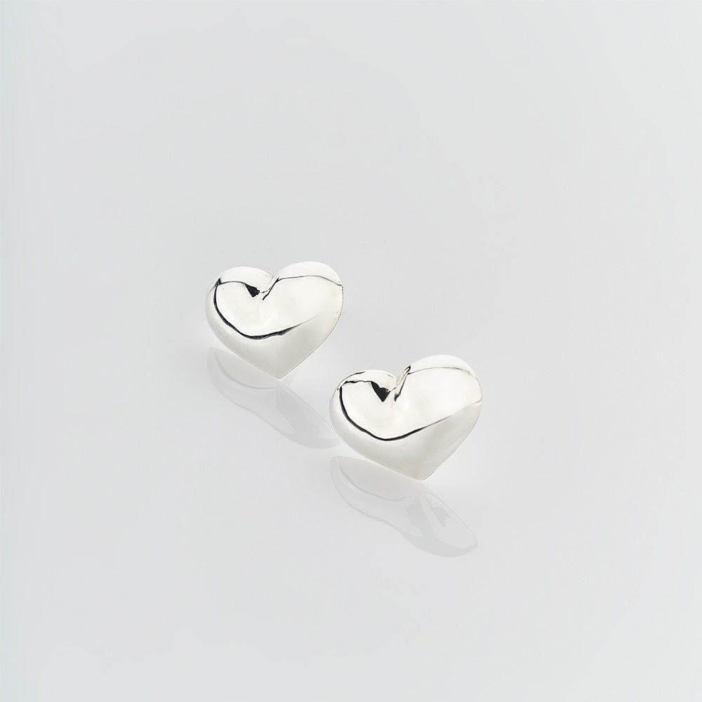 Chubby Heart Earrings [sv925]