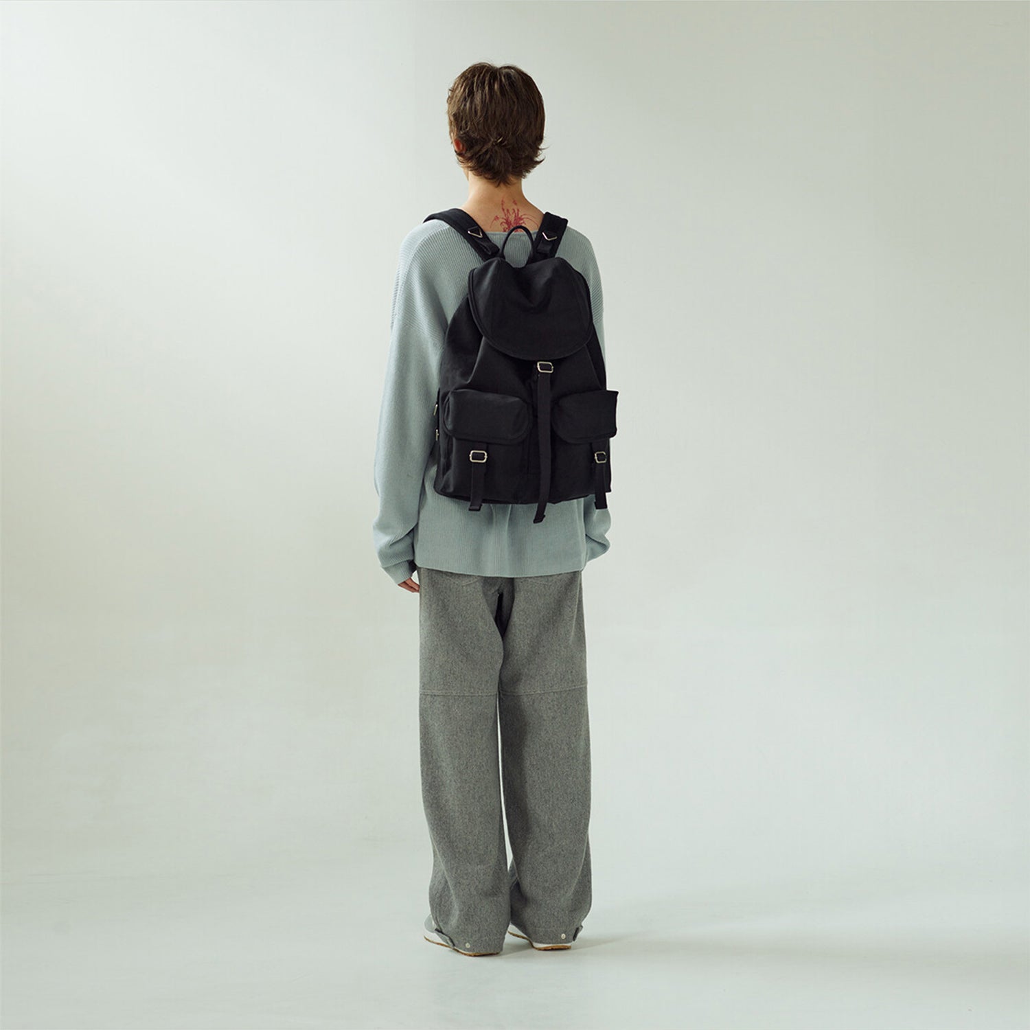 [After Pray Edition] 2-Pocket Cotton Cargo Rucksack (Black)