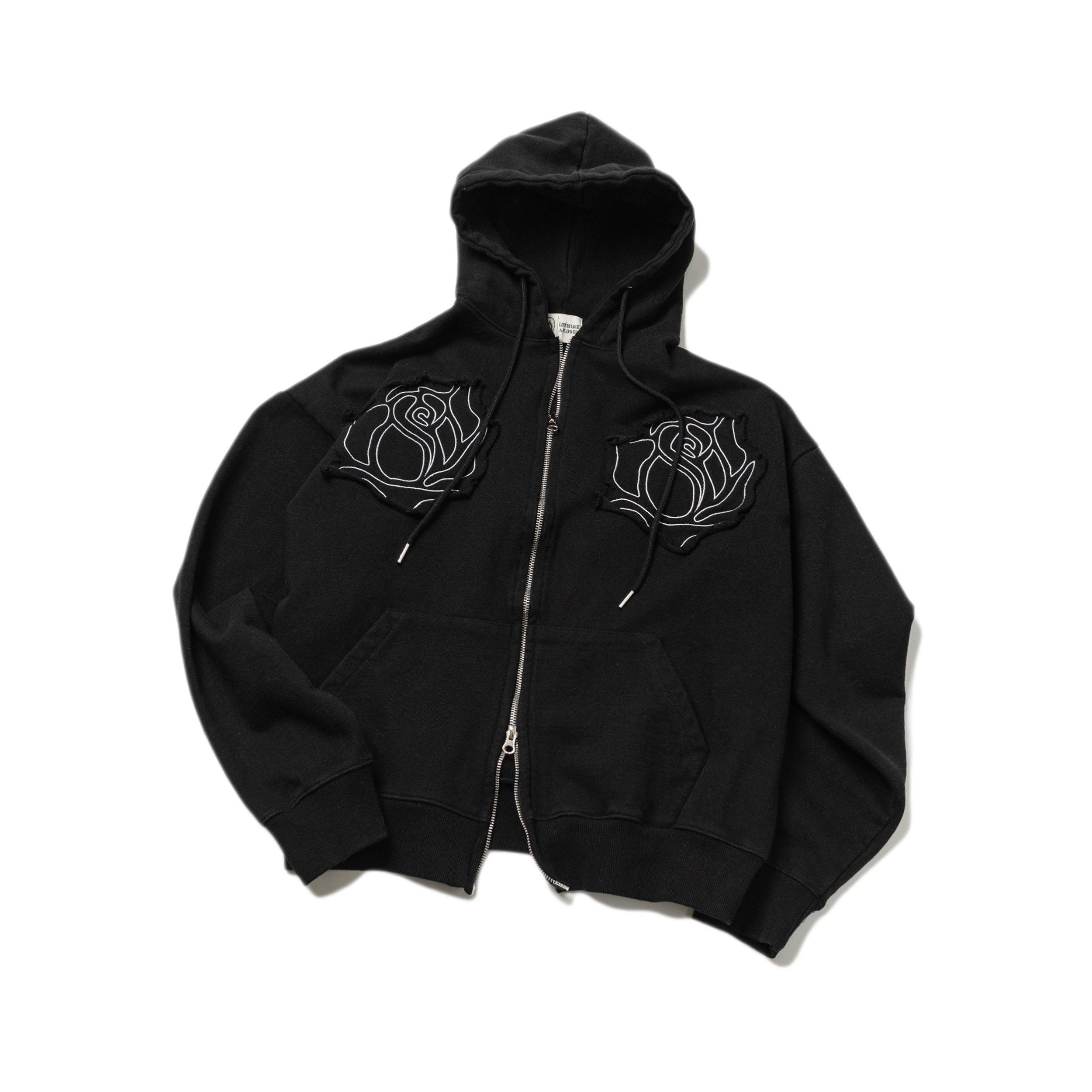 ROSE PATCH ZIPUP HOOD(BLACK)