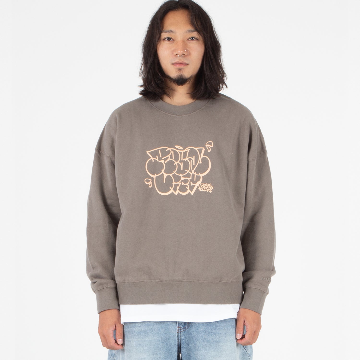 RLCN1005 Stroke Tagging Logo Sweat Shirt - Taupe