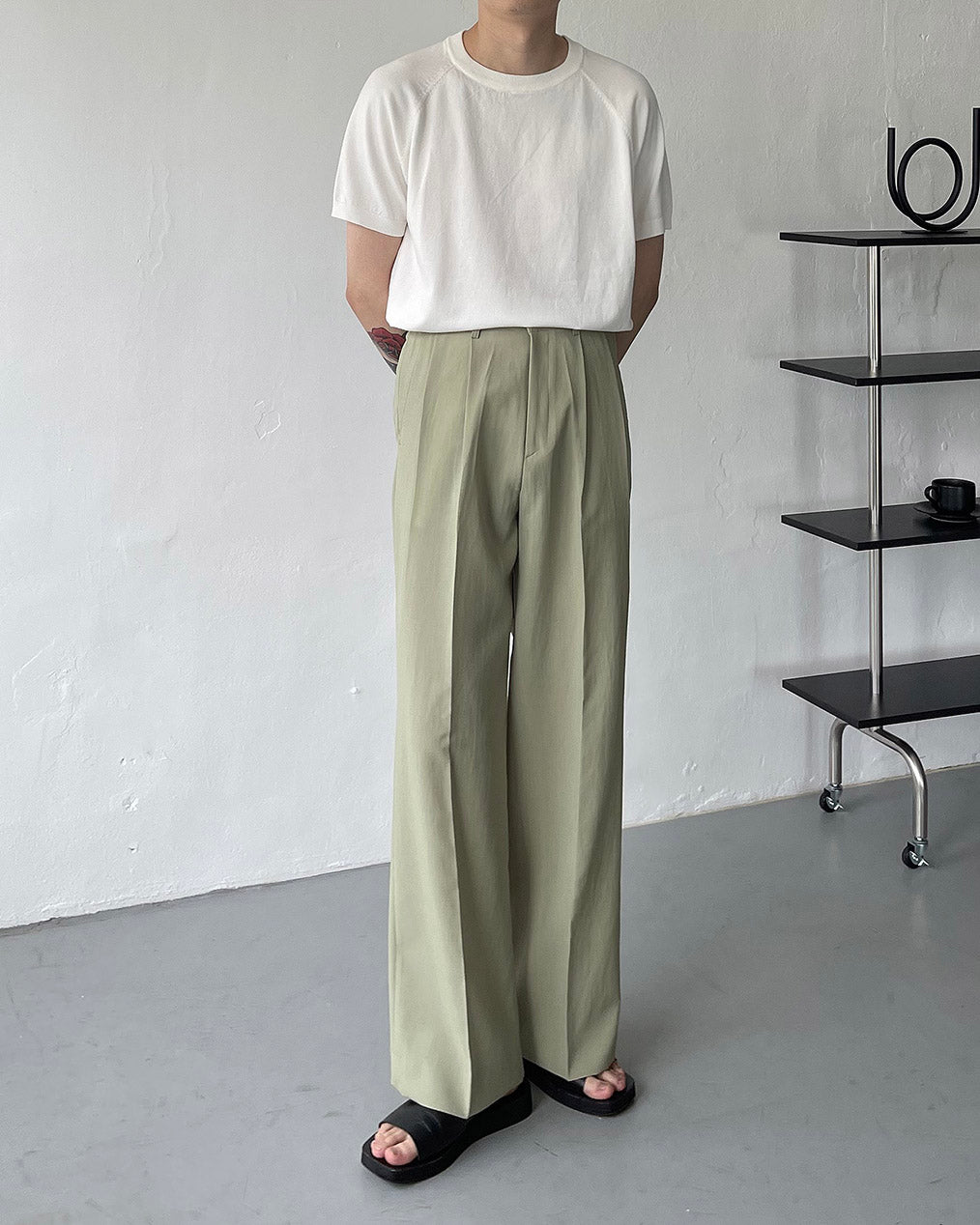 FL Niver Two-Tuck Side Banding Wide Slacks (4 colors)