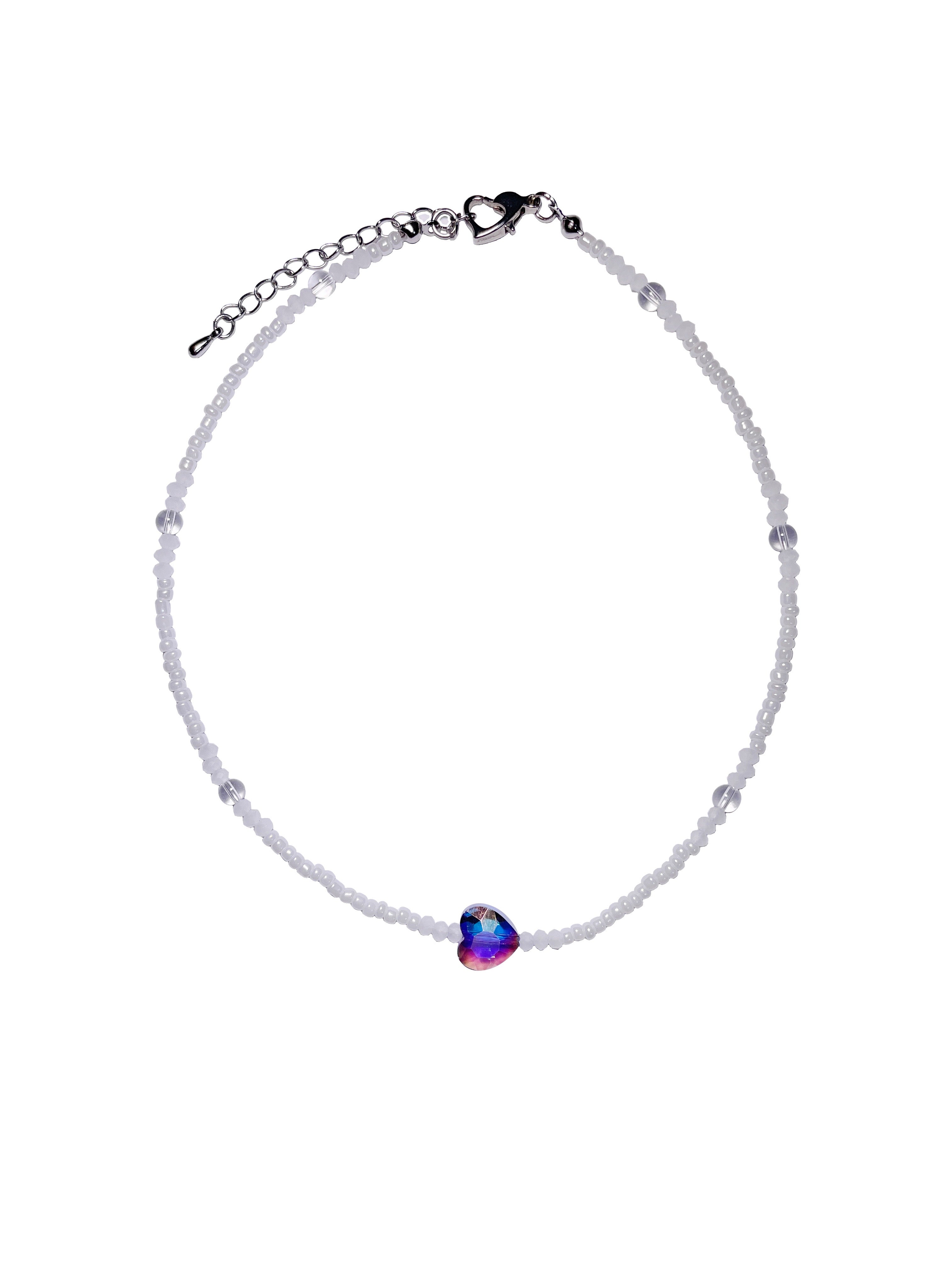 Crystal Heart Me Beaded Choker Necklace