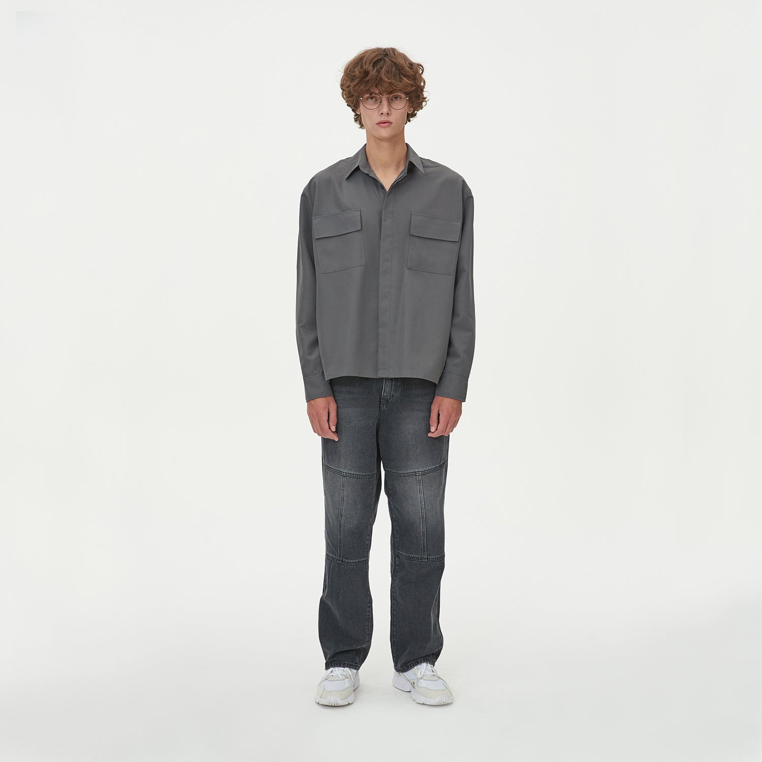 TWO POCKET HIDDEN BUTTONS SHIRTS_CHARCOAL