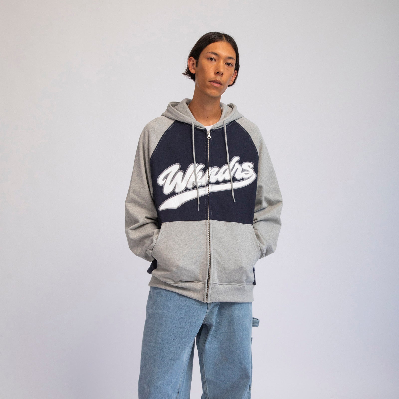 BASEBALL SCRIPT ZIPUP HOODIE (NAVY)