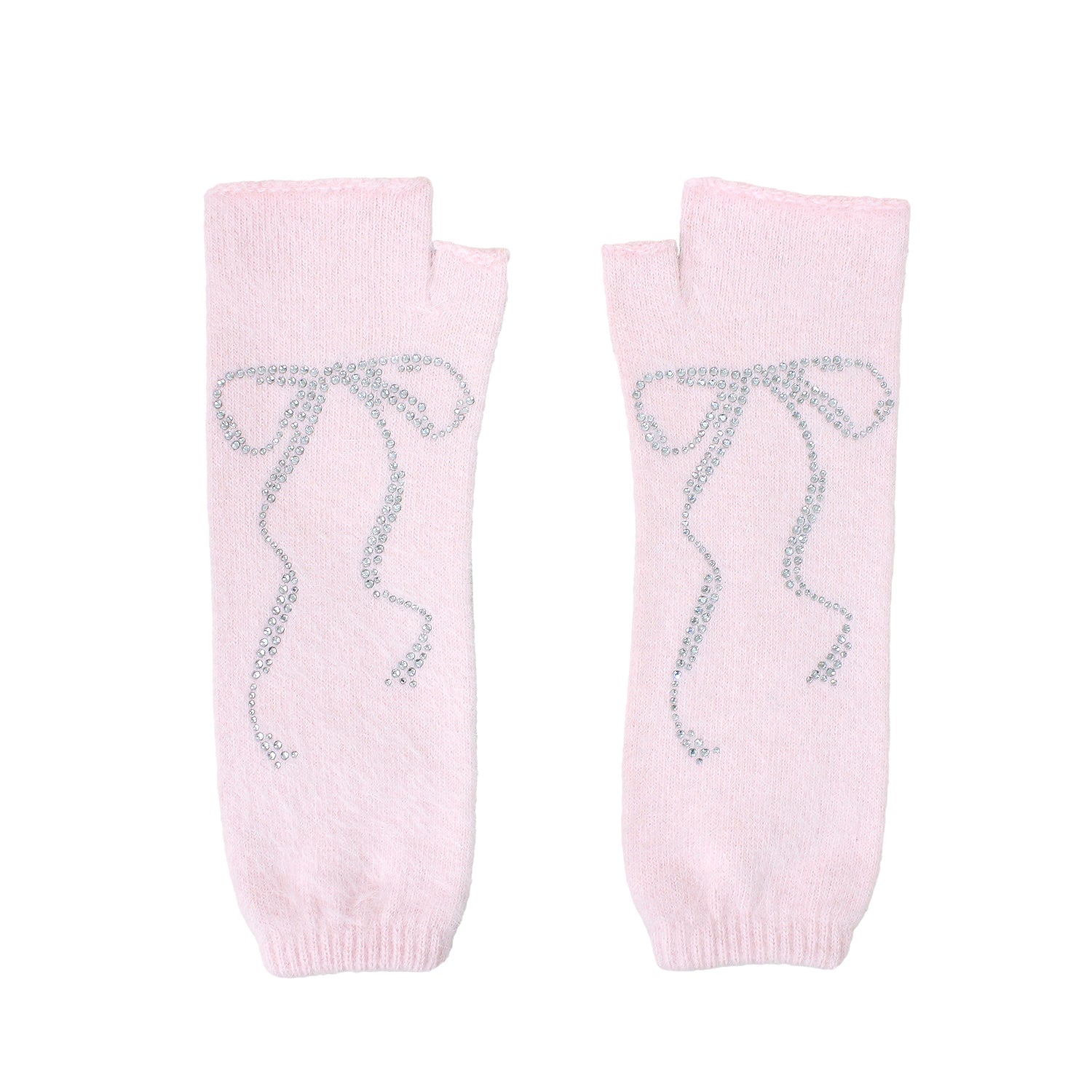 ribbon angora hand warmer (pink)