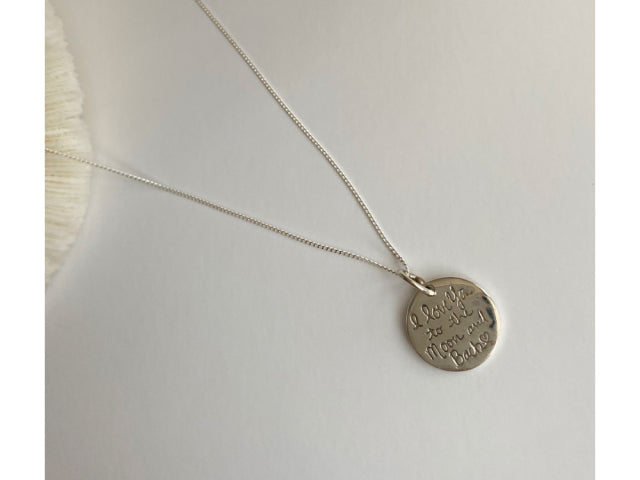 lau Silver 925 Love Moon Lettering Coin Daily Long Necklace