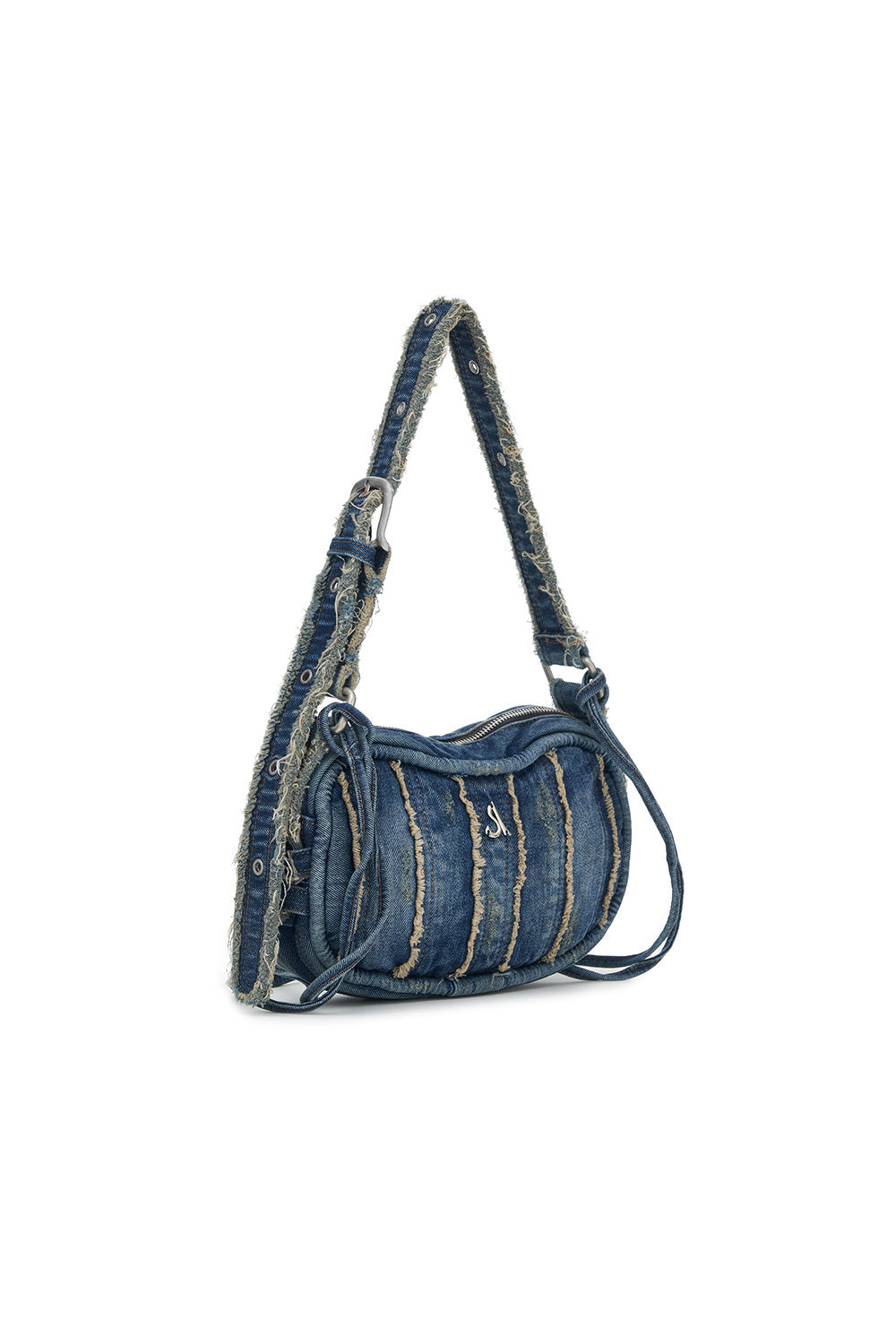 DENIM CUT-OFF SHOULDER BAG (INDIGO BLUE)