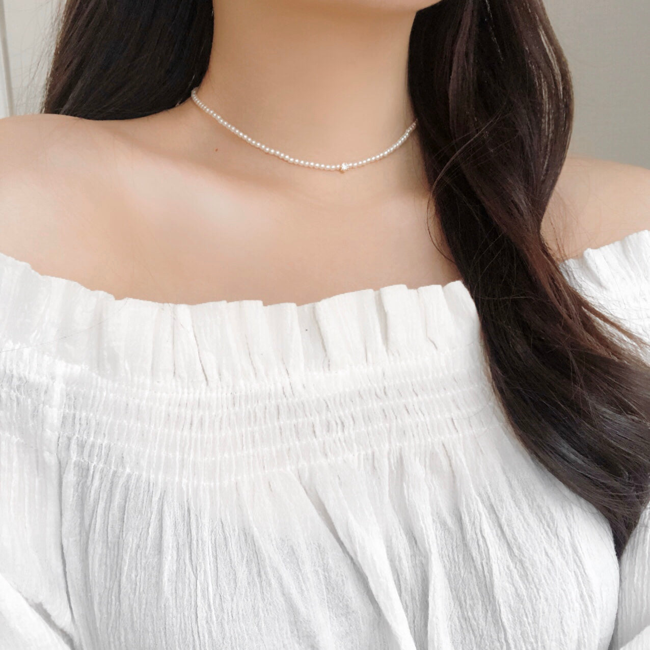 Rail pearl layered necklace