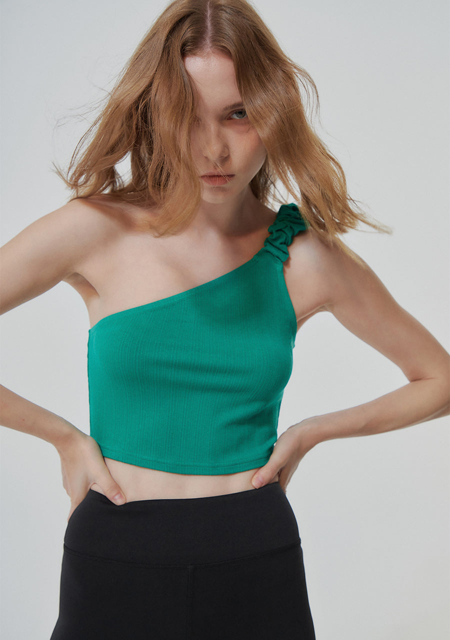 UNBALANCED WRINKLE TOP_GREEN