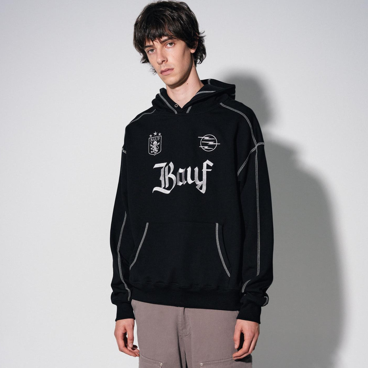 B logo football jersey hoodie [black]