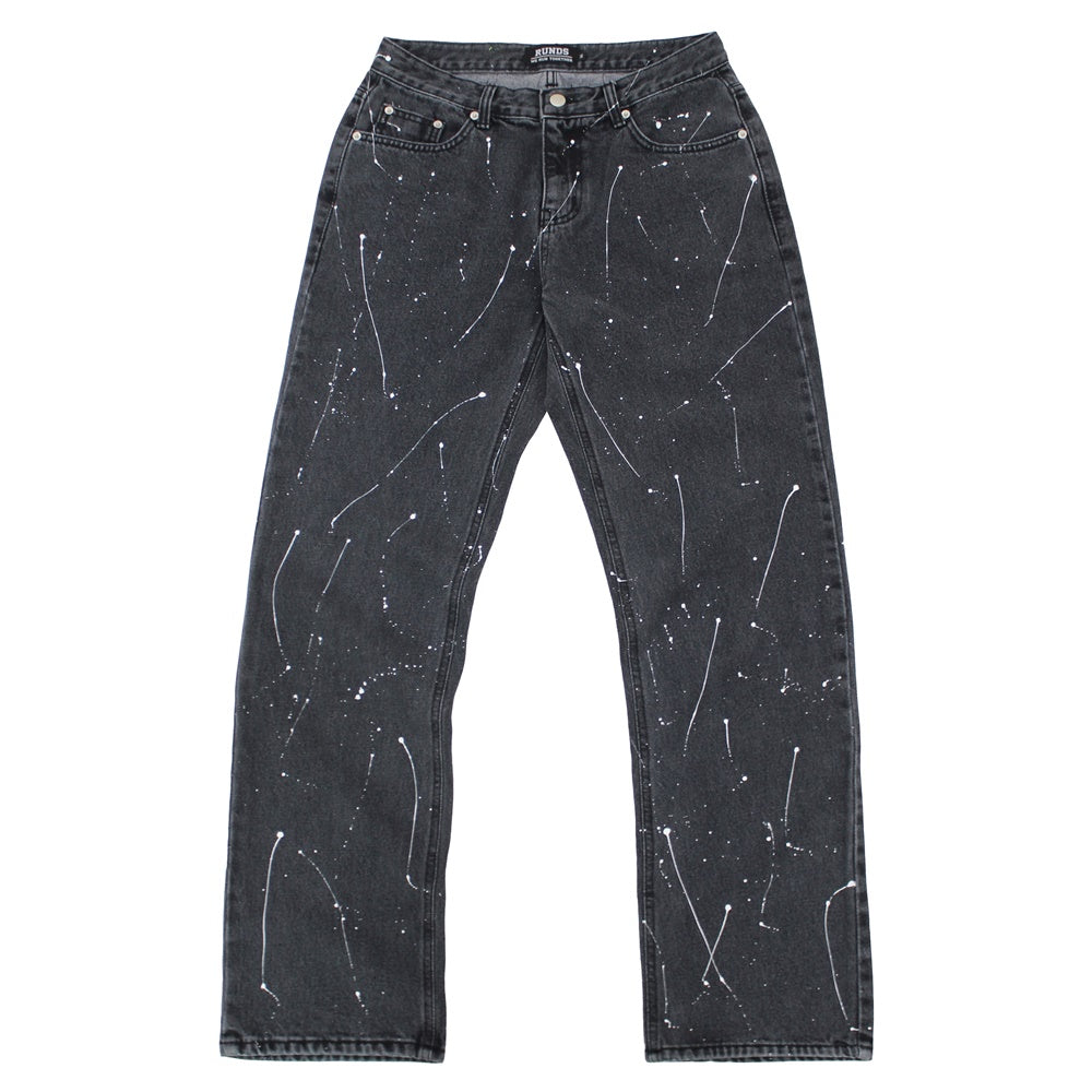 painting reflect wide denim pants (washed black)