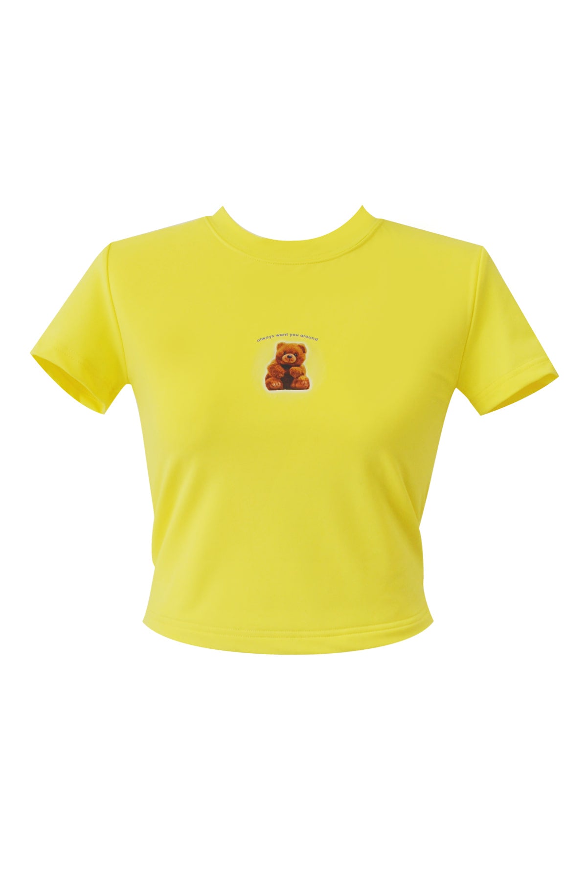 90s bear crop span short sleeve t-shirts (yellow)