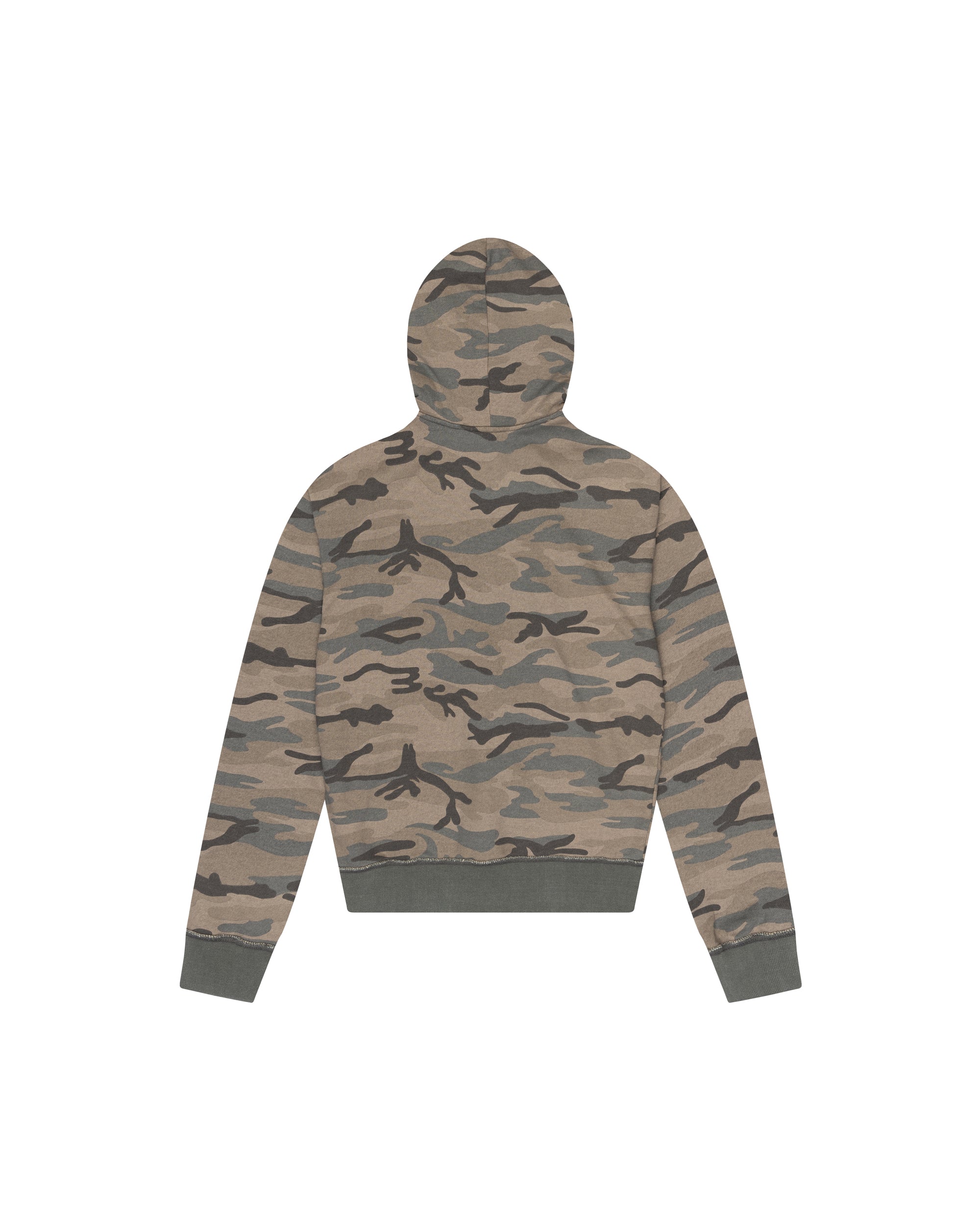 Contrast Logo Zip-up Hoodie (Khaki)