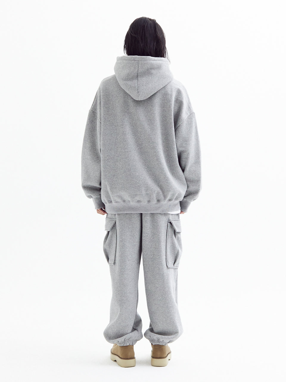 SuperNomal balloon over fleece hoody Melange Gray