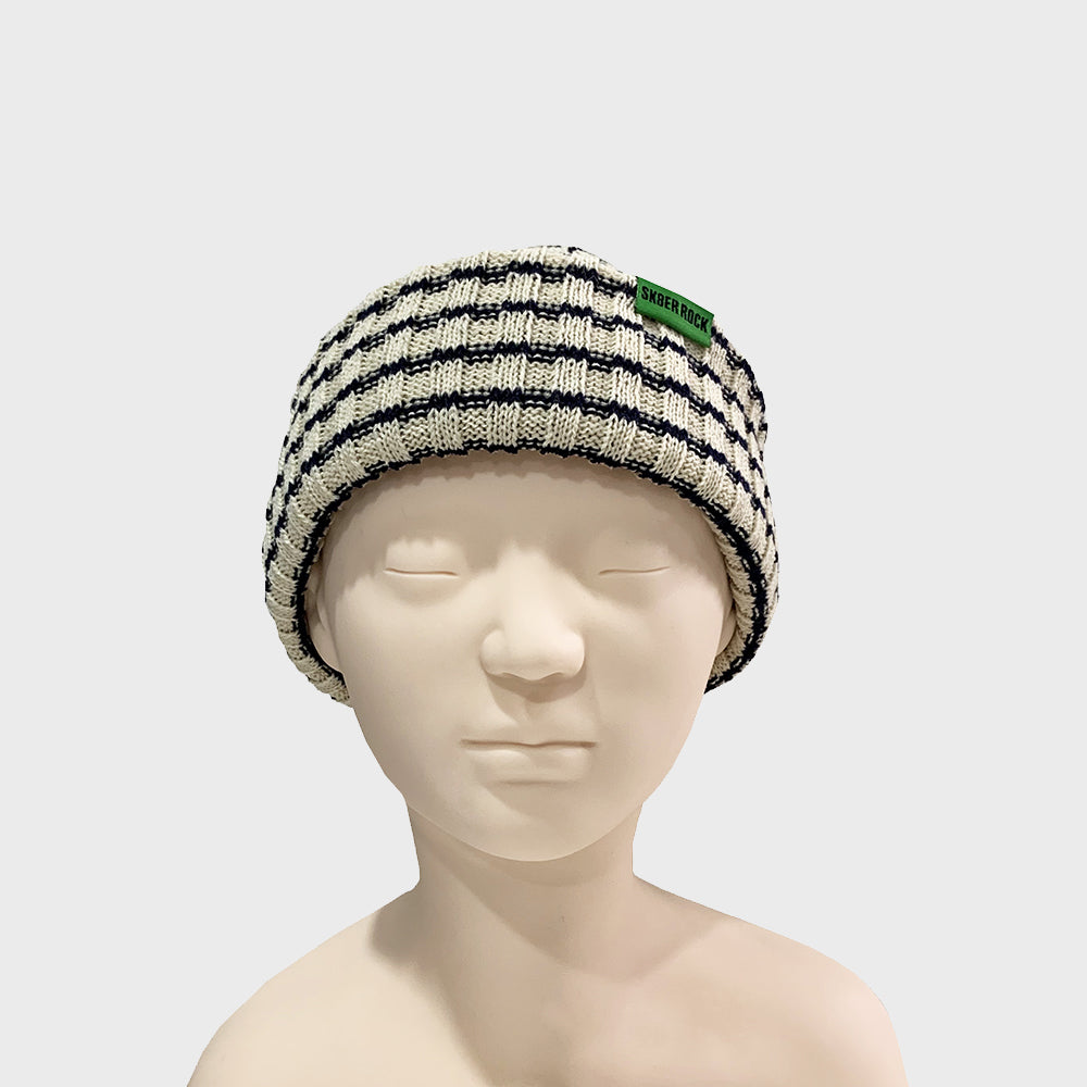 STRIPE LOGO BEANIE BEIGE