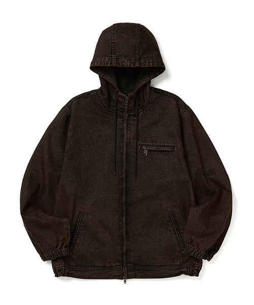 W DENIM HOODIE ZIPUP (BROWN)