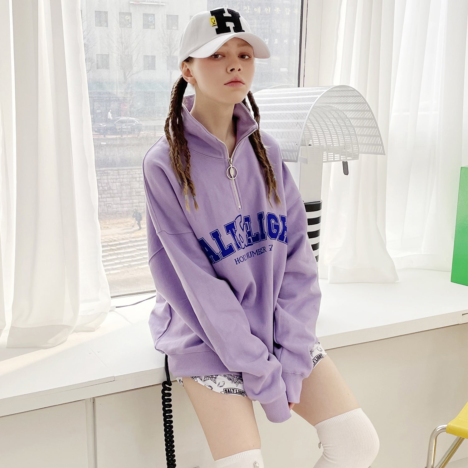 SALT & LIGHT NECK ZIPPER SWEATSHIRT_PURPLE