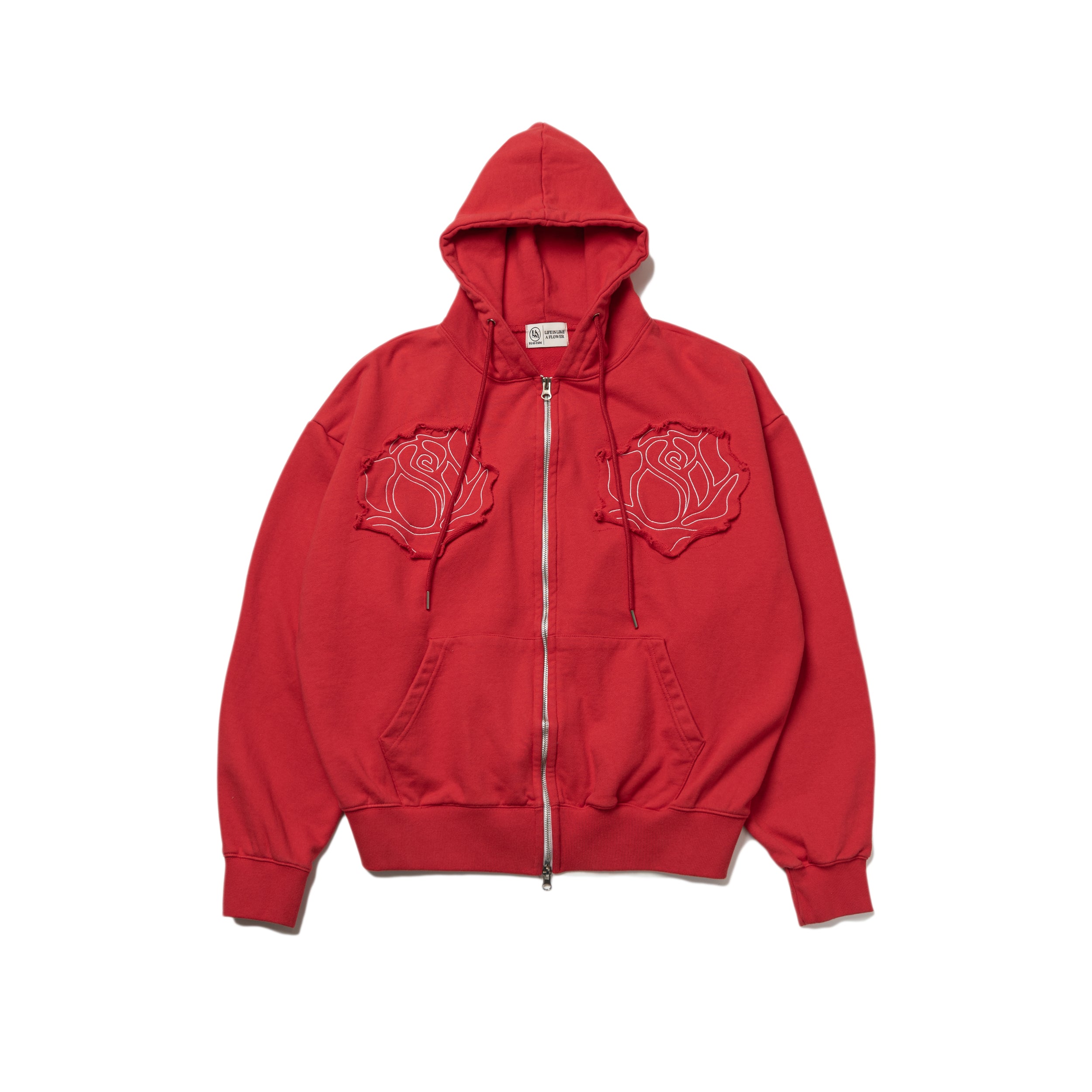 ROSE PATCH ZIPUP HOOD(RED)