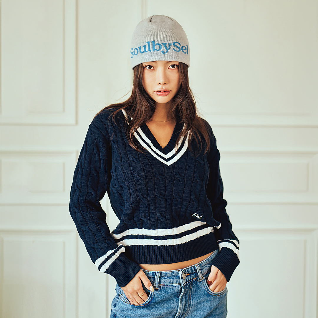 SEL Stripe Cable Knit_Navy