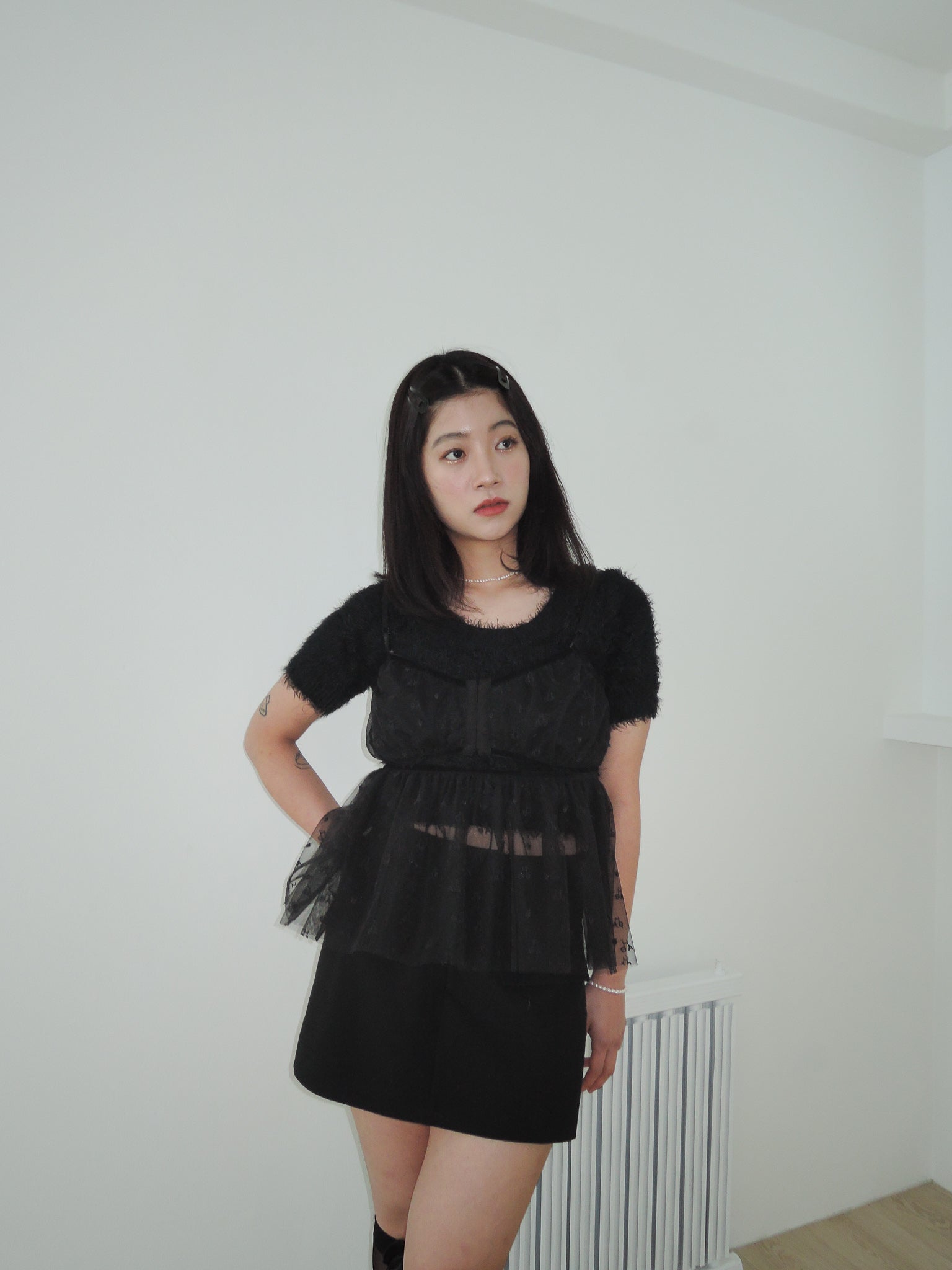 SHASHA TULLE BUSTIER TOP _BLACK