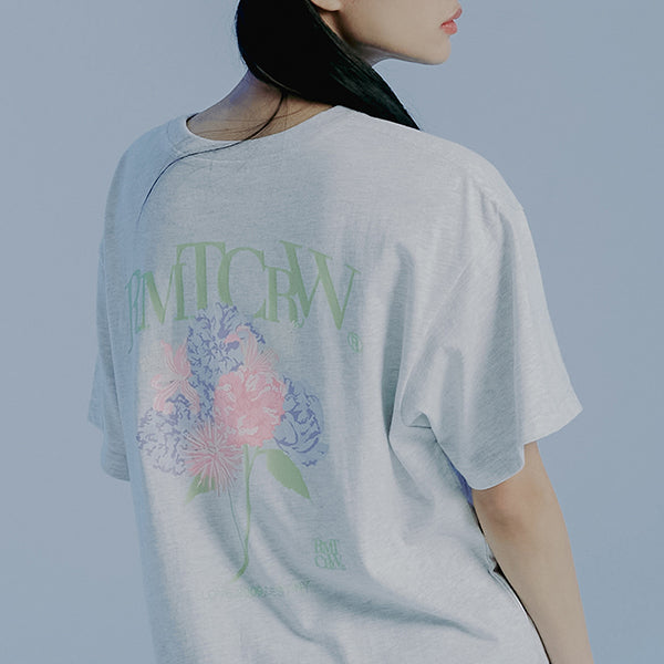 WATER PRINTING FLOWER TEE SHIRT_LIGHT GREY