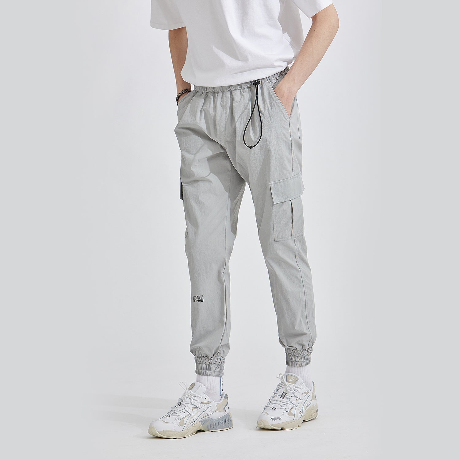 String Detail Cargo Jogger Pants (LIGHT GRAY)