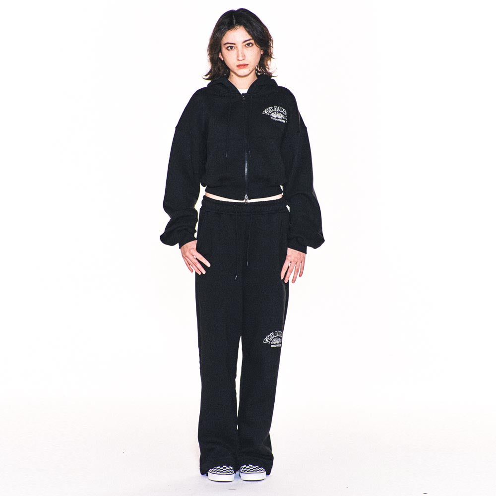 WEIRD SEMICIRCLE CROP HOODIE ZIP UP (BLACK)