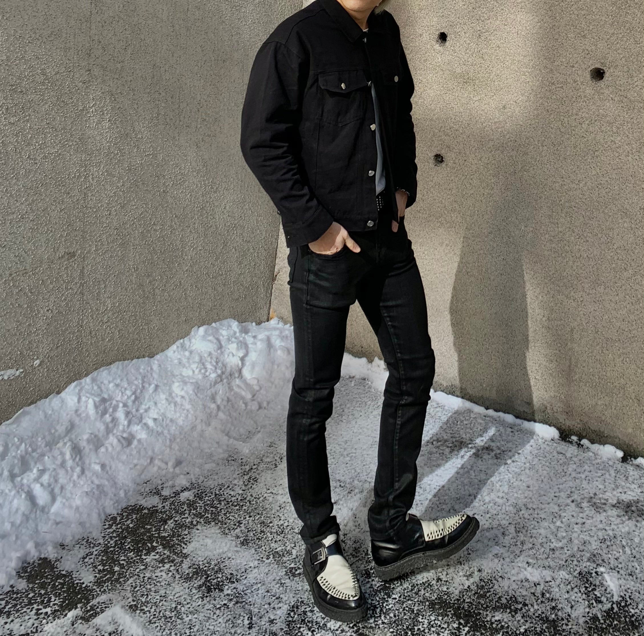 Soft Black Coating Jeans