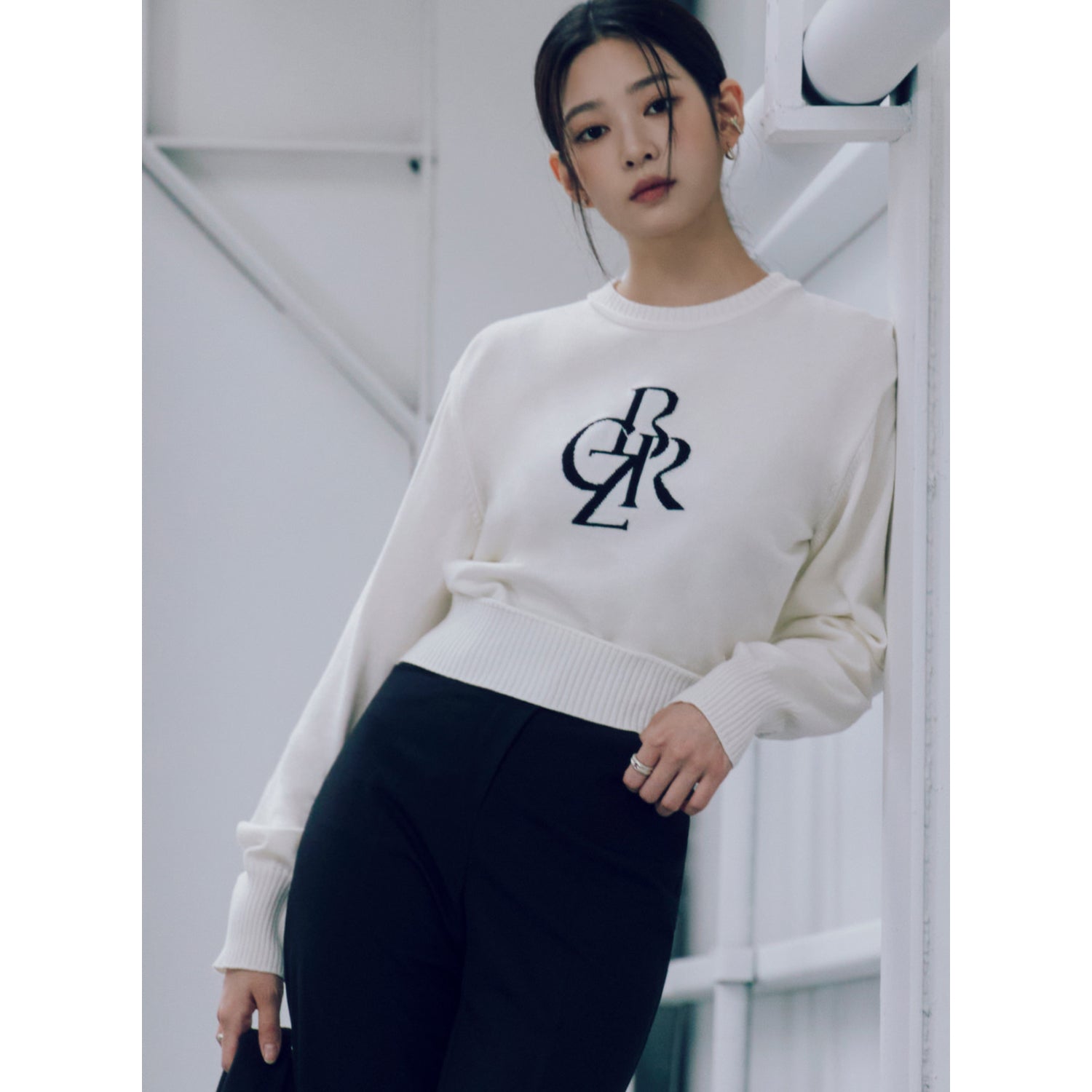 SYMBOL LOGO CROP KNIT_IVORY