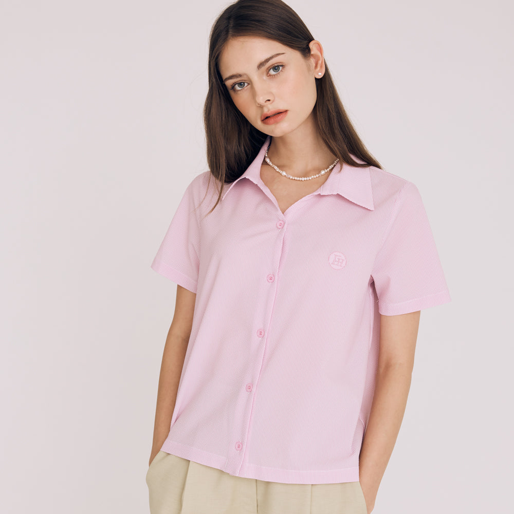 SEERSUCKER STRIPE SHIRT (PINK)